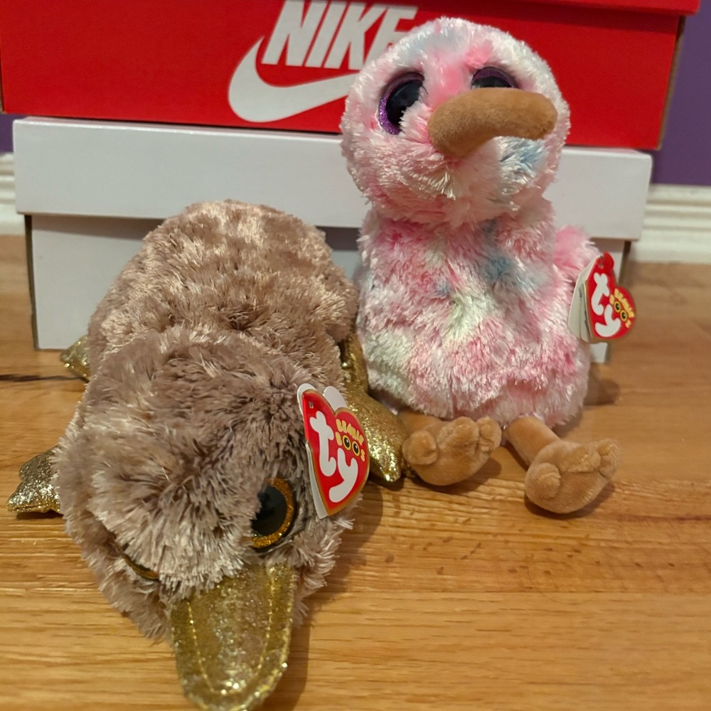 TY Beanie Boo Perry (Platypus) and Kiwi (Kiwi) Bundle